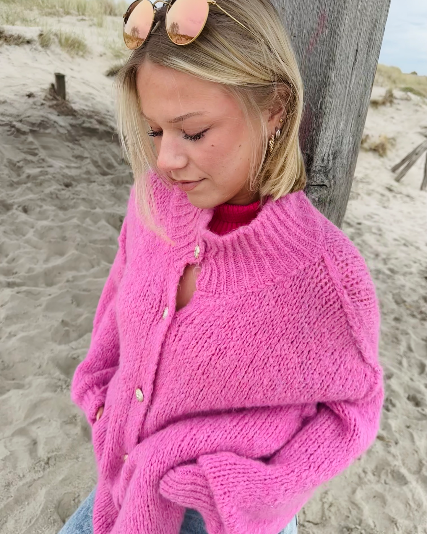 Oversize Cozy Cardigan Berry