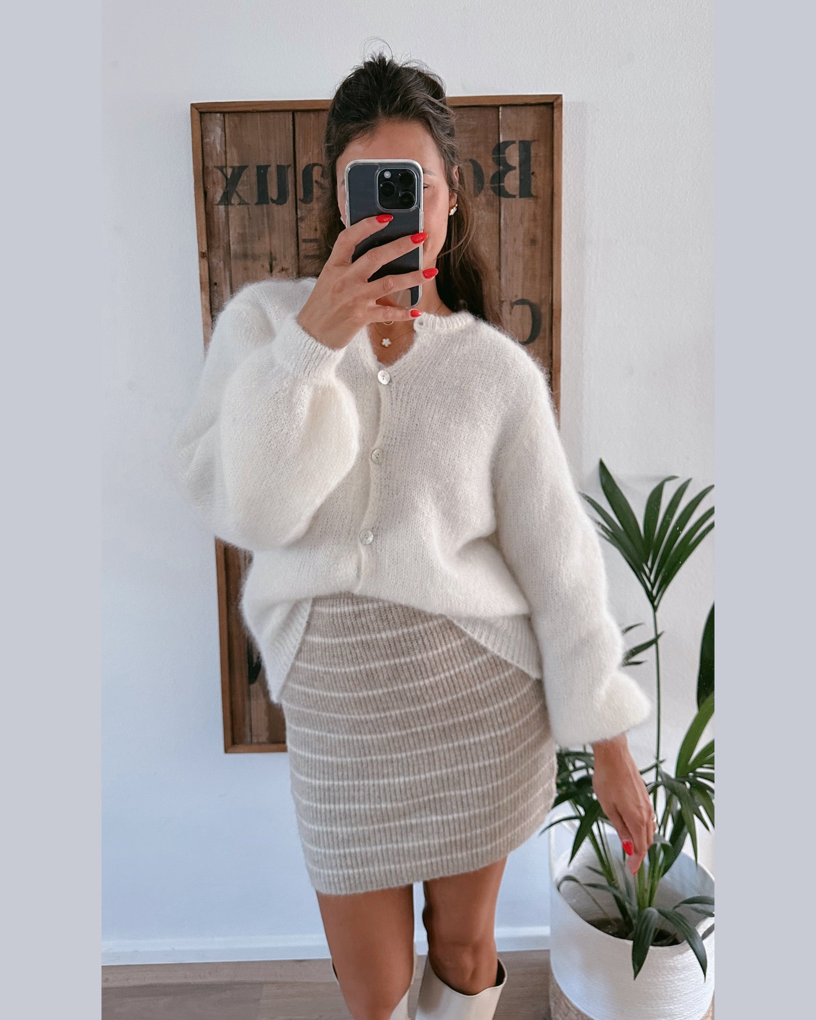 Mohair Strickjacke Weiß