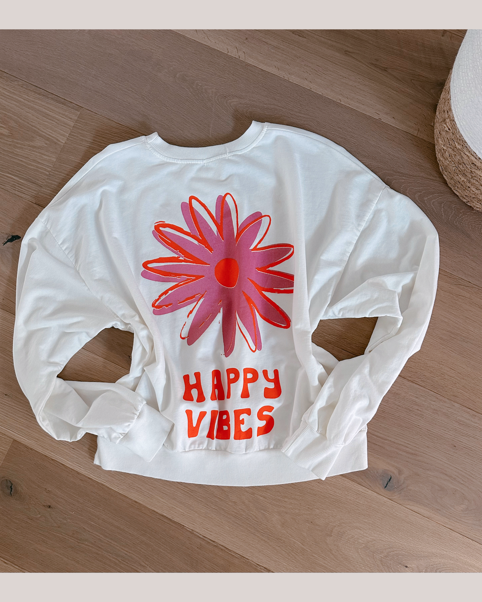 Pullover Happy Vibes Weiß