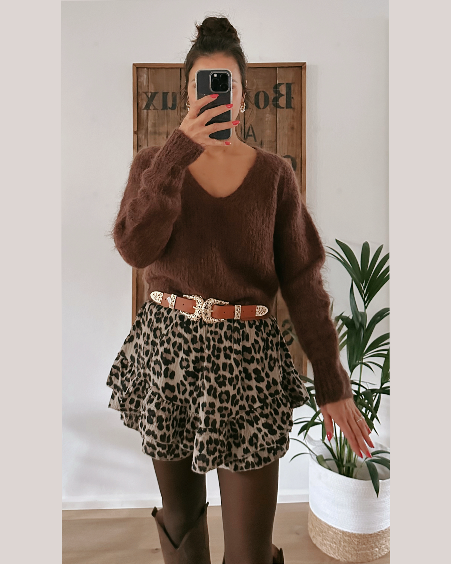 Premiun Mohair Crop Pullover Marron