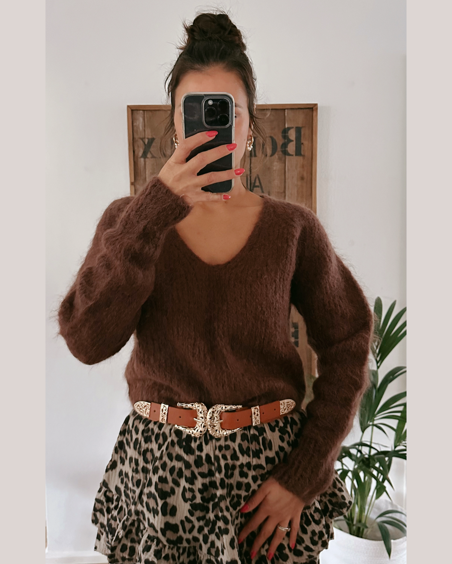 Premiun Mohair Crop Pullover Marron