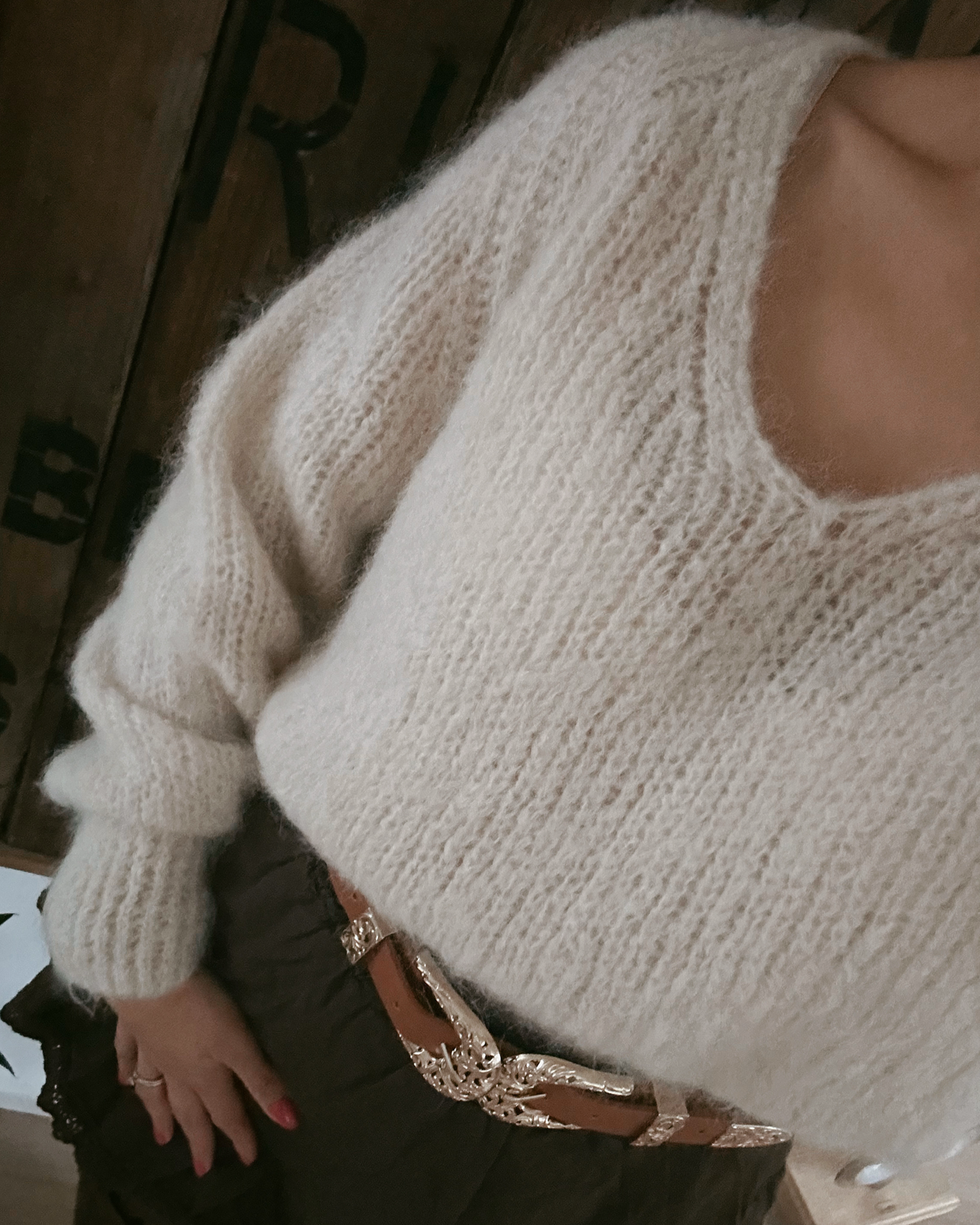 ★Premiun Mohair Crop Pullover Creme