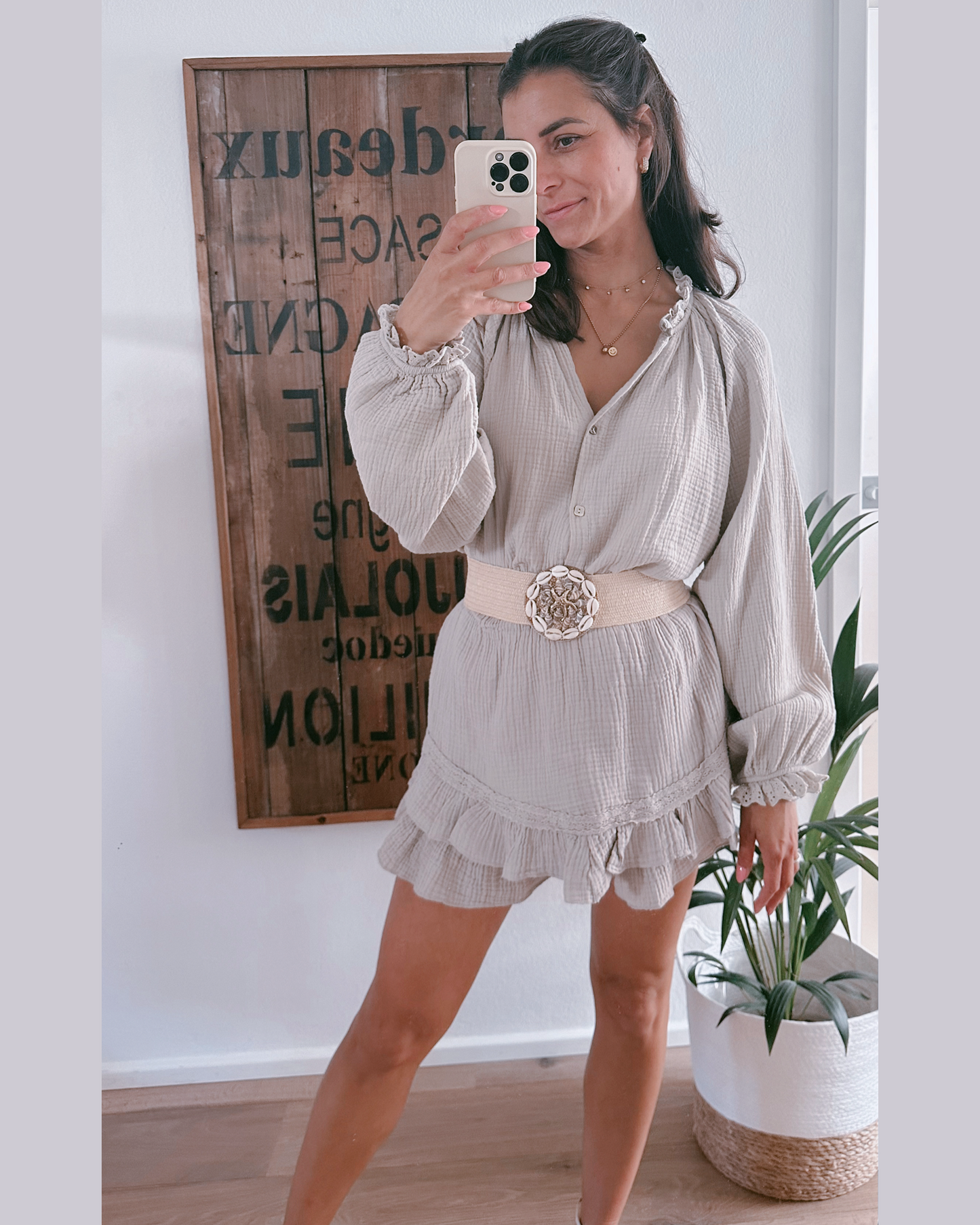 Isa Musselinbluse Taupe