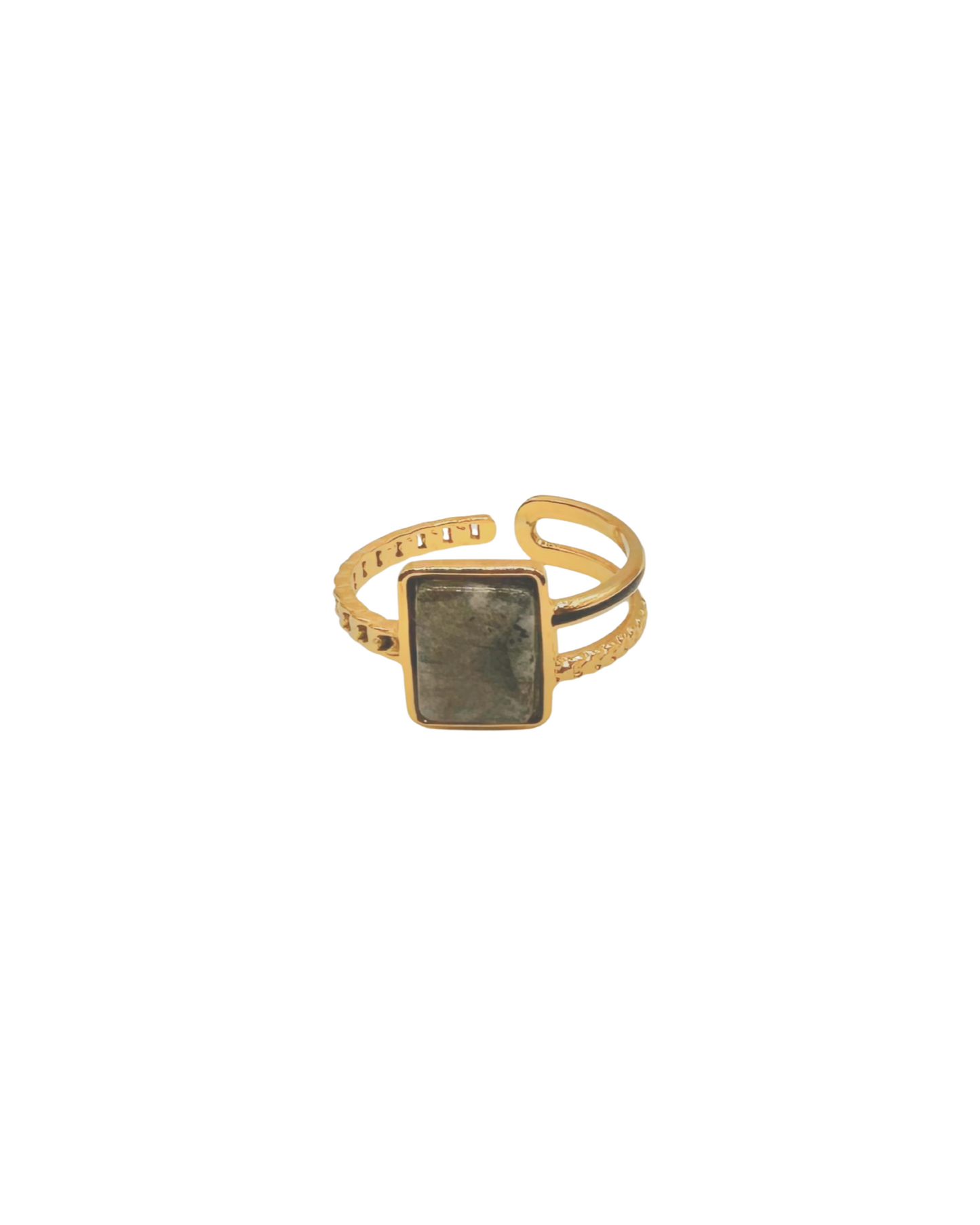 Love Pieces Stone Goldring Olivgrau